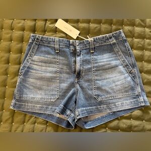 AG Adriano Goldschmied Analeigh High-Rise Light Blue Denim Shorts